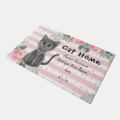 Cat Lover Cute Kat Kitten Floral Fun Deurmat (Schuin)