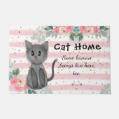 Cat Lover Cute Kat Kitten Floral Fun Deurmat (Voorkant)