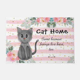 Cat Lover Cute Kat Kitten Floral Fun Deurmat