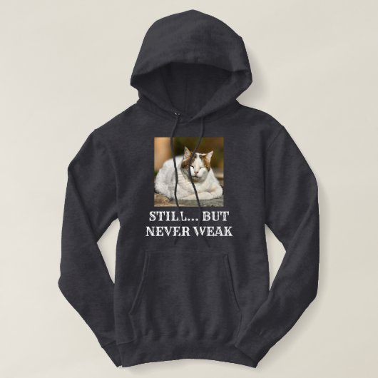 Cat Lover Dark Grey Custom White Text Pet Photo Hoodie (Design voorkant)