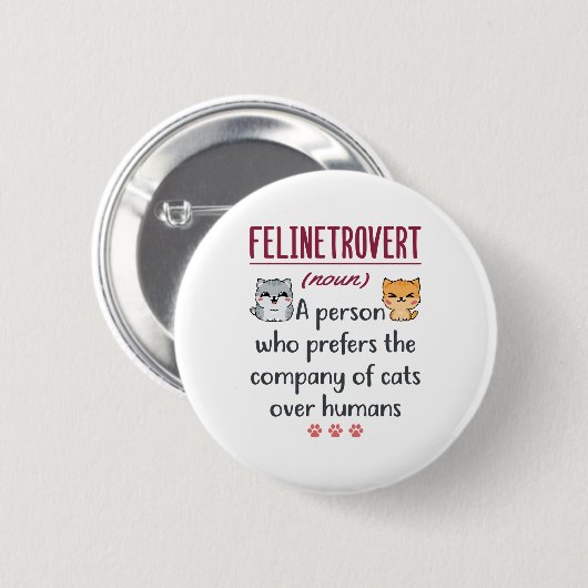 Cat Lover Definition Funny Gezegde Introvert Ronde Button 5,7 Cm (Voorkant /achterkant)