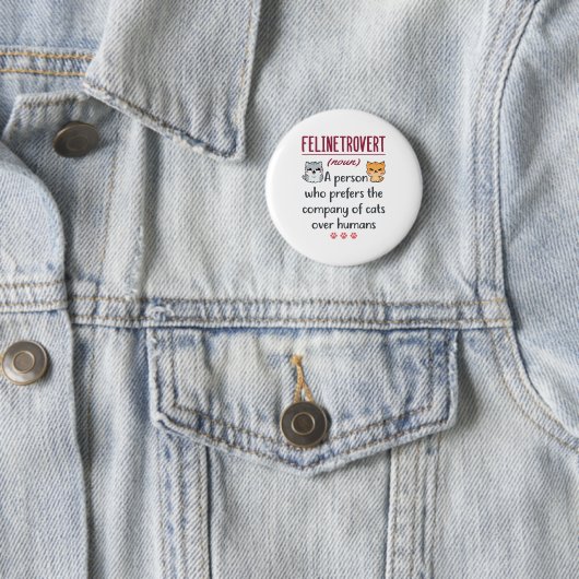 Cat Lover Definition Funny Gezegde Introvert Ronde Button 5,7 Cm (In situ)