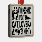Cat Lover Elevator Mechanic Metalen Ornament (Rechts)