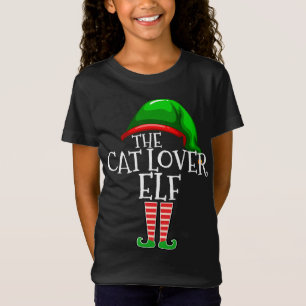 Cat Lover Elf Bijpassende Familie Kerstmis Outfit T-shirt