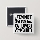 Cat Lover Feminist Vierkante Button 5,1 Cm (Voorkant /achterkant)