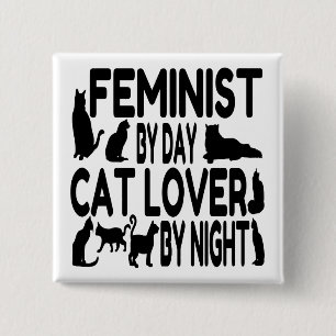 Cat Lover Feminist Vierkante Button 5,1 Cm