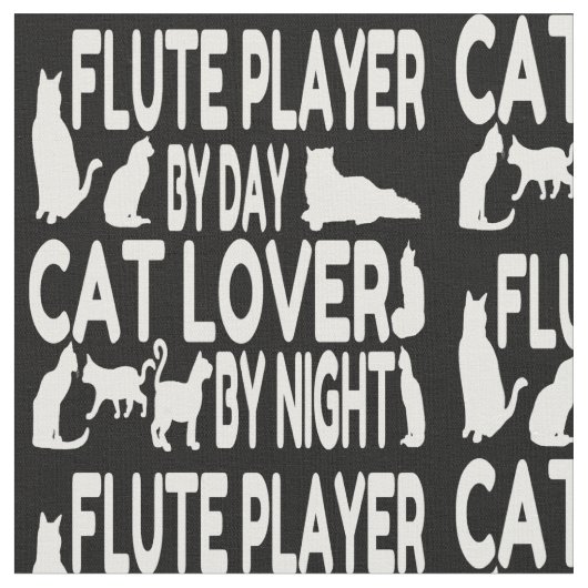 Cat Lover Flute Player Stof (Close Up)