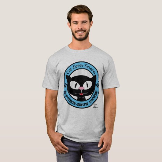 Cat Lover Forever E SPINT-IBUS UNUM Funny Pun T-shirt (Voorkant volledig)