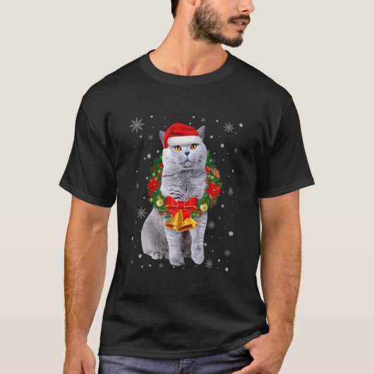 Cat Lover Funny British Shorthair Tree kerst L T-shirt (Voorkant)