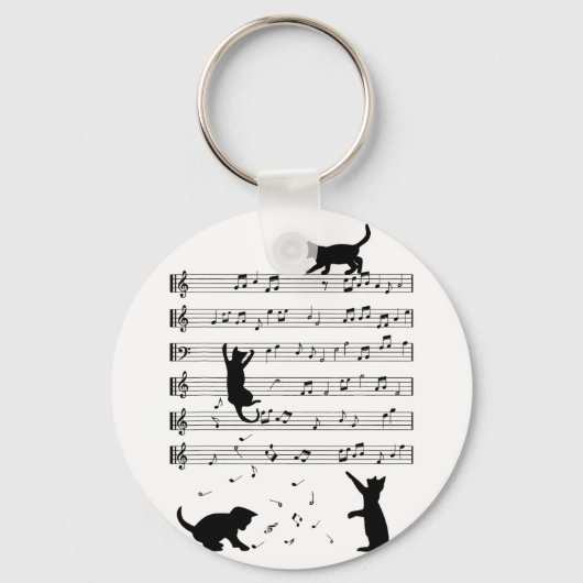 Cat Lover Funny Pianist Piano Lover Sleutelhanger (Achterkant)