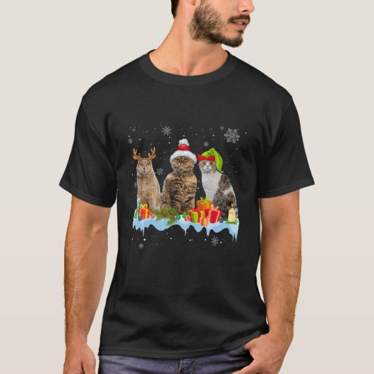 Cat Lover Funny Selkirk Rex Tree Christmas Light T-shirt (Voorkant)