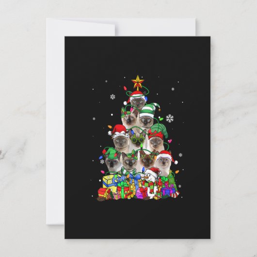 Cat Lover Funny Siamese Tree Kerstlicht Kaart (Voorkant)