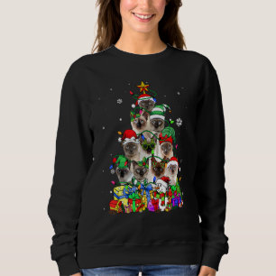 Cat Lover Funny Siamese Tree Kerstlicht Trui