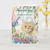 Cat Lover Garden Window Get Well Kaart (Gele Bloem)