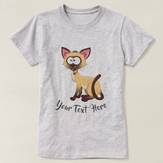 CAT LOVER | Gekke Siamese met Jouw tekst T-shirt (Design voorkant)