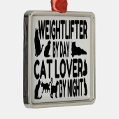 Cat Lover Gewichtheffer Metalen Ornament (Rechts)