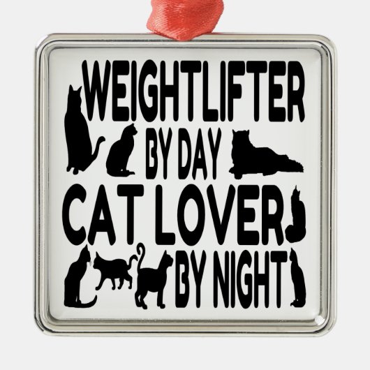 Cat Lover Gewichtheffer Metalen Ornament (Voorkant)