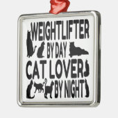 Cat Lover Gewichtheffer Metalen Ornament (Links)