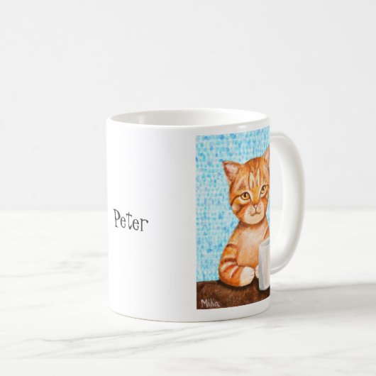 Cat Lover Gift Oranje Tabby Cat Aangepaste naam Koffiemok (Voorkant rechts)