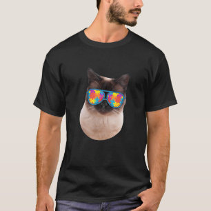 Cat Lover Gifts Funny Autism Awareness Siamese T-shirt