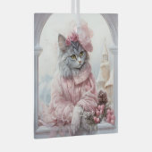 Cat Lover Grijs Kitten Roze Frilly Kleding Glas Ornament (Voorkant Rechts)