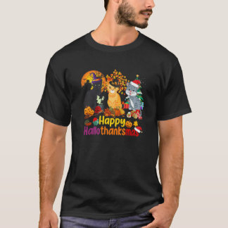 Cat Lover Halothanksmas Halloween Thanksgiving Ch T-shirt