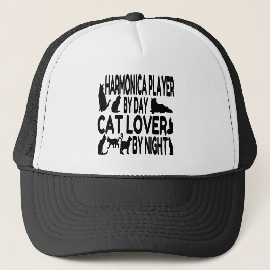 Cat Lover Harmonica Player Trucker Pet (Voorkant)