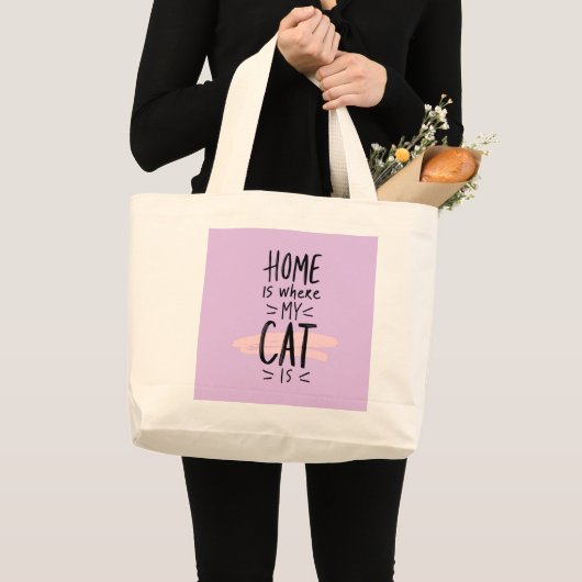 Cat Lover Home is waar mijn kat is Grote Tote Bag (Voorkant (product))