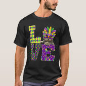 Cat Lover I Love Mardi Gras Costume Mask T-shirt (Voorkant)