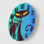 Cat Lover Illustratie in Aqua Blue Background Grote Klok (Hoek)