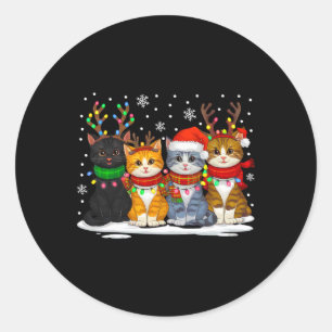 Cat Lover Kat Kerstlicht Rendier Santa Chris Ronde Sticker