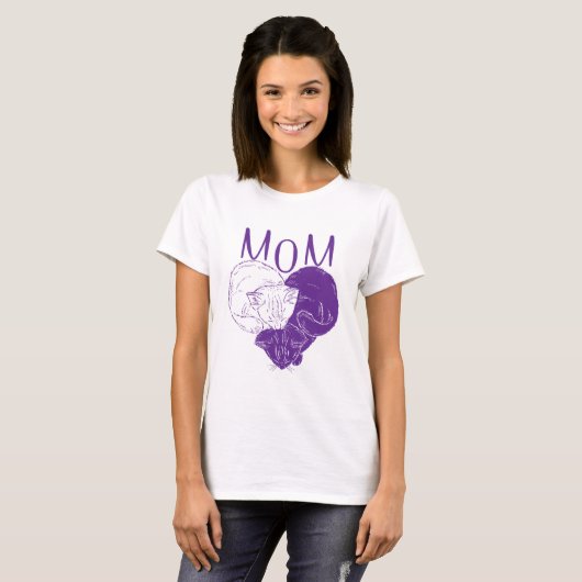 CAT LOVER | Kat mam Paars T-shirt (Voorkant volledig)