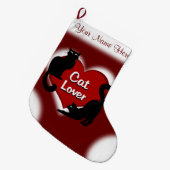 Cat Lover Kerstmis stoppen Gepersonaliseerd stoppe Grote Kerstsok (Voorkant (Hangend))