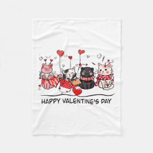 Cat Lover Kitten Happy Valentine Day Mannen Vrouwe Fleece Deken
