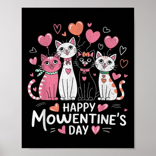 Cat Lover Kitten Happy Valentine Day Mannen Vrouwe Poster (Voorkant)