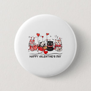 Cat Lover Kitten Happy Valentine Day Mannen Vrouwe Ronde Button 5,7 Cm
