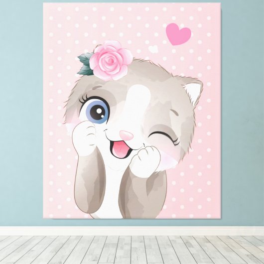 Cat Lover | Kute Little Kittens Canvas Afdruk (Insitu (Houten vloer))