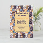 Cat Lover L Come Pawty met ons grappige verjaardag Kaart (Staand voorkant)