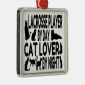 Cat Lover Lacrosse Speler Metalen Ornament (Rechts)