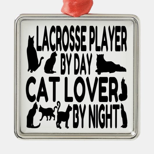 Cat Lover Lacrosse Speler Metalen Ornament (Voorkant)