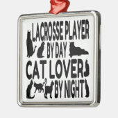 Cat Lover Lacrosse Speler Metalen Ornament (Links)