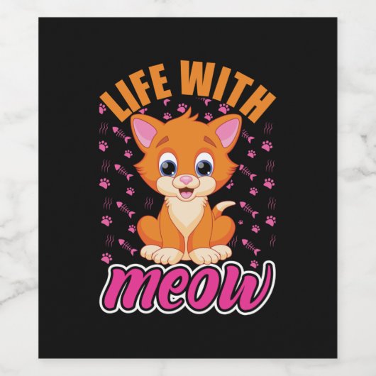 Cat Lover | Leven met mantel Wijn Etiket (Enkel label)