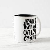 Cat Lover Mechanical Engineer Tweekleurige Koffiemok (Voorkant rechts)