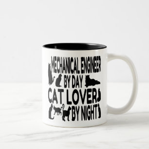 Cat Lover Mechanical Engineer Tweekleurige Koffiemok