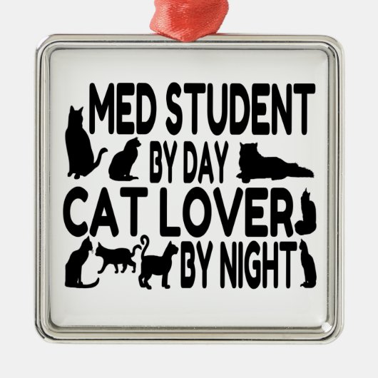 Cat Lover Med Student Metalen Ornament (Voorkant)