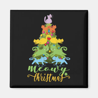 Cat Lover Merry Meowy Kerstboom Kat Vakantie Magneet