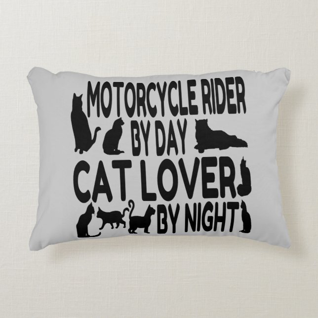 Cat Lover Motorcycle Rider Decoratief Kussen (Voorkant)