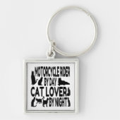 Cat Lover Motorcycle Rider Sleutelhanger (Voorkant)