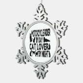 Cat Lover Motorcycle Rider Tin Sneeuwvlok Ornament (Rechts)