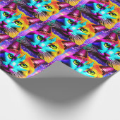 Cat Lover "Neon Galaxy" Gift Wrapping Paper Cadeaupapier (Hoek)